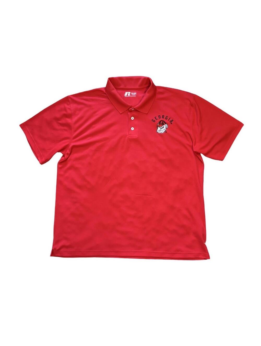 Russell Athletics Georgia Bulldogs Polo Shirt Size 2XL Red Short Sleeve College
